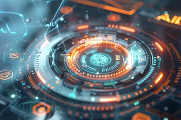 futuristic user interface of a holographic display