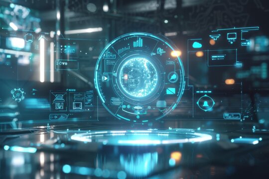 futuristic user interface of a holographic display