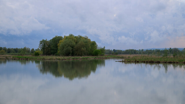 The river Inn near Kirchdorf on a cloudy evening