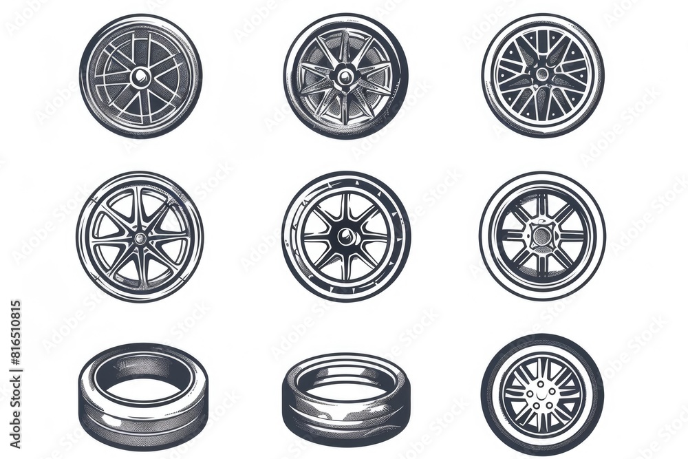 Poster A set of six different types of wheels, useful for various projects