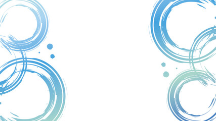 爽やかな筆フレーム　水色と青のグラデーションの円