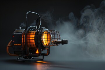 A unique steam powered lamp emitting smoke. Perfect for industrial or steampunk themed designs