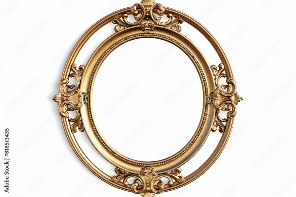 Poster Elegant gold oval frame on a clean white background. Perfect for adding a touch of luxury to any design project