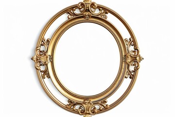 Fototapeta premium Elegant gold oval frame on a clean white background. Perfect for adding a touch of luxury to any design project