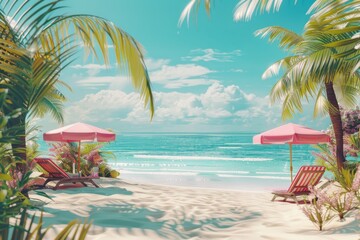 Relaxing beach scene, perfect for travel websites