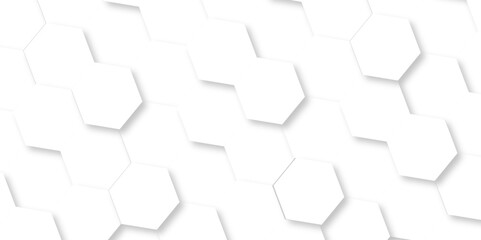 Naklejka premium White hexagon geometric texture Seamless creative geometric Pattern hexagonal background. white abstract hexagon wallpaper or background. 3D Futuristic abstract honeycomb mosaic texture.