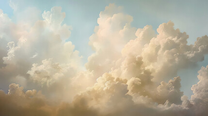 Background of Renaissance cloud sky painting Magic: Pearl, White & Champagne Clouds - Art