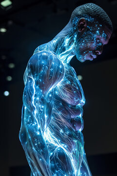 Electrical energy flows through human muscles. ,X-ray image of the human body