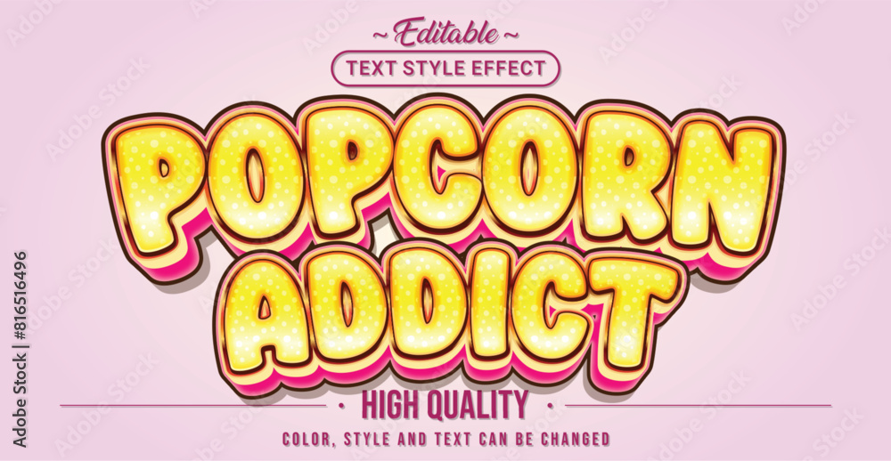 Poster Editable text style effect - Popcorn Addict text style theme.