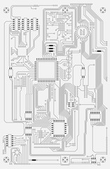 Communication module printed circuit board. Vector illustration. Sketch for creativity.
