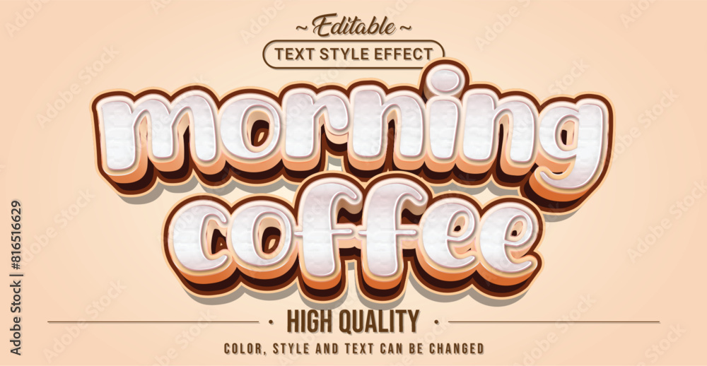 Poster editable text style effect - morning coffee text style theme.