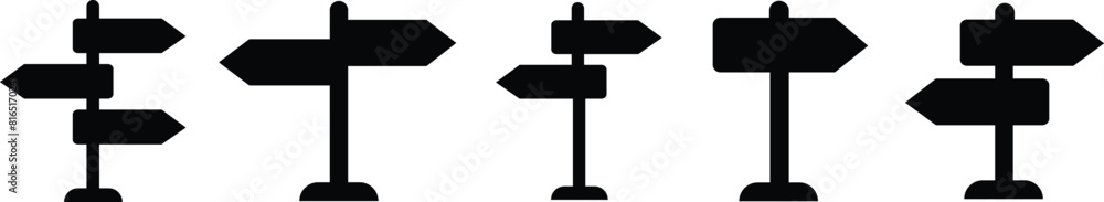 Poster set of street signpost fill vectors. way finding signs icons, navigate effortlessly with our directi