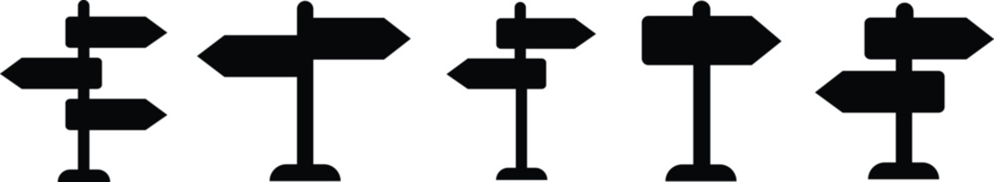 Naklejki Set of Street signpost fill vectors. Way finding signs icons, Navigate effortlessly with our directional signs. Traffic direction boards. Ideal for guidance themed designs on transparent background.