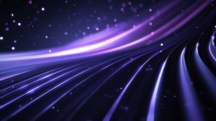 Obraz premium Blue purple light line through dark background, hyper speed warp in space 