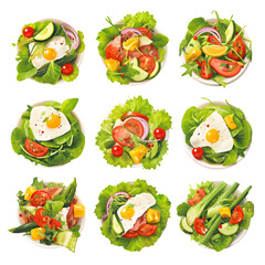 Salad set bundel, PNG image, no background
