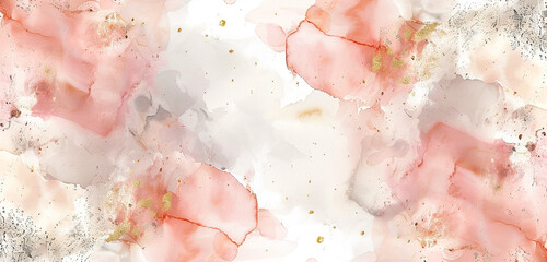 Delicate blush, ivory & gold watercolor on white.