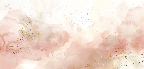 Hushed blush, beige watercolor with golden specks for serene view.