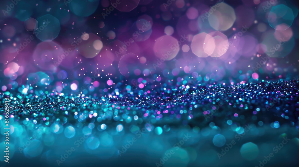 Wall mural purple, lilac-pink abstract background with sequins and sparks. a backdrop with a bokeh and glare of