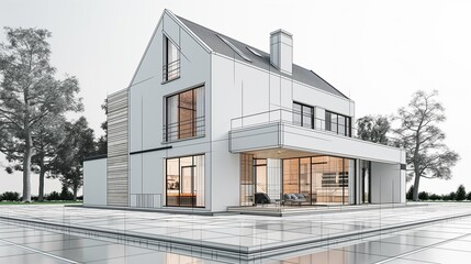 Fototapeta premium A modern homes usually have clean lines and a minimalist design approach.