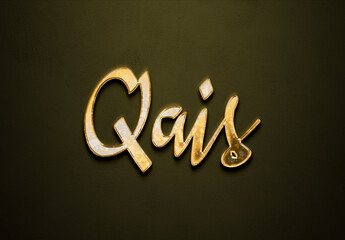 Old gold text effect of Arabic name Qais with 3D glossy style Mockup