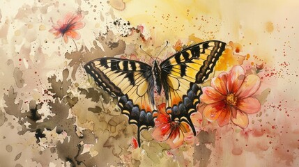 Butterfly resting on the blossoms