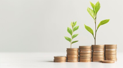 A Money Tree Growing From A Pile Of Coins.
