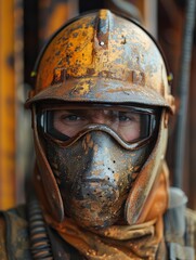 Fototapeta premium Close Up of Welder Working on Construction Site. Industrial, Engineering, Manufacturing, Welding, Fabrication and Building Process