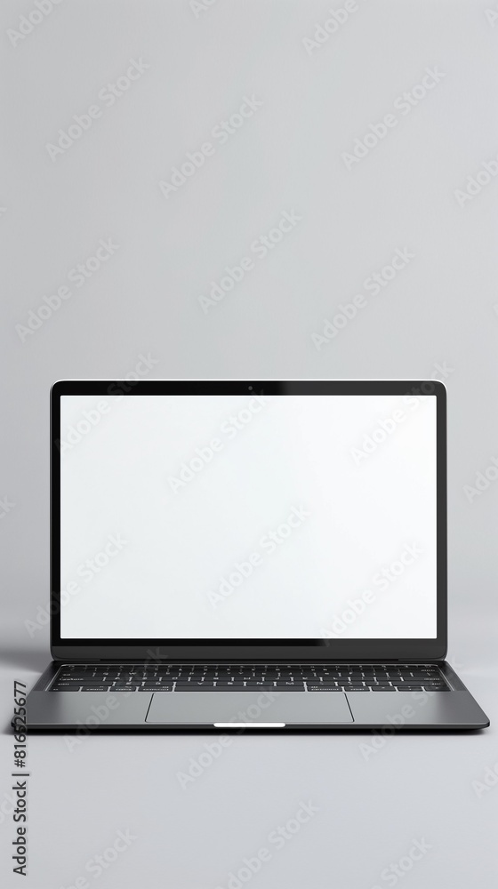Poster vertical image of a laptop computer with a blank screen.