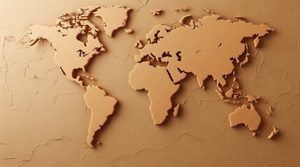 A World Map Against A Brown Background.