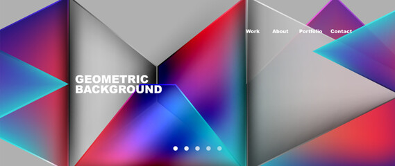 Flowing bright neon gradients geometric abstract background with triangles and lines. Fluid color pattern of color liquid gradient background for wallpaper, banner, background, card, landing page