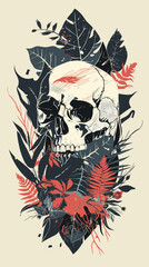 Abstract vector illustration of a skull for printing on a T-shirt.