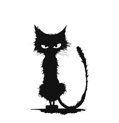 Halloween banner with tradition symbols. Black cat illustration.