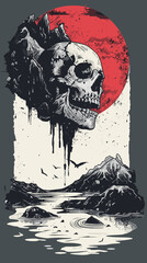 Abstract vector illustration of a skull for printing on a T-shirt.