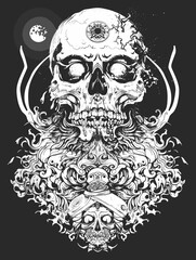 Abstract vector illustration of a skull for printing on a T-shirt.