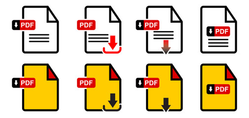PDF file download icons set vector isolated on white background...
