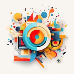 Obraz premium Innovative logo flat design top view digital media theme cartoon drawing Tetradic color scheme