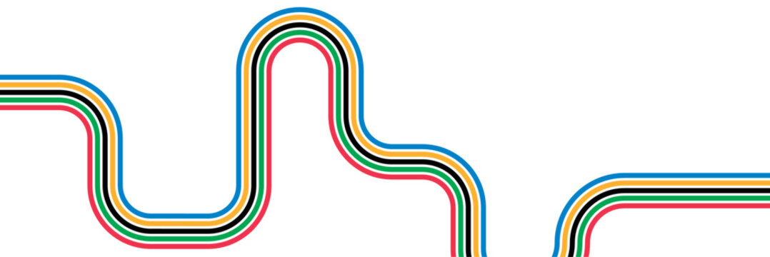 Abstract wavy stripes of Olympic games colors. vector illustration