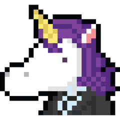 Pixel art unicorn in business man uniform
