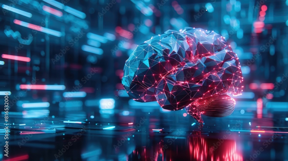 Aufkleber futuristic digital brain representation showcasing advancements in cognitive science and artificial 
