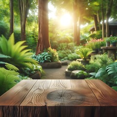 table and chairs in the garden Generative Ai