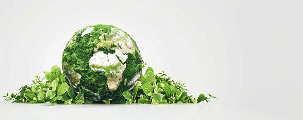 Green earth day on isolated white background. Care for the environment and ecology. Resources that are sustainable, renewable, and green. Graphic resource.