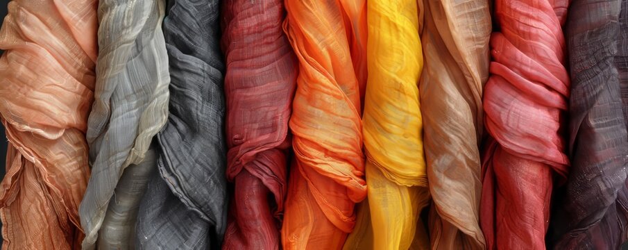 Textures of fabrics dyed with natural dyes