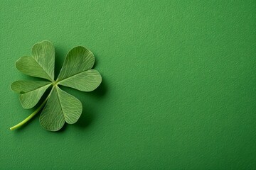 eaf clover on green background, st patricks day theme, flat lay photography, minimalistic