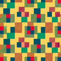 Seamless pattern of abstract halftone squares and rectangles, adding a touch of geometric sophistication to your gift wrap, Generative AI