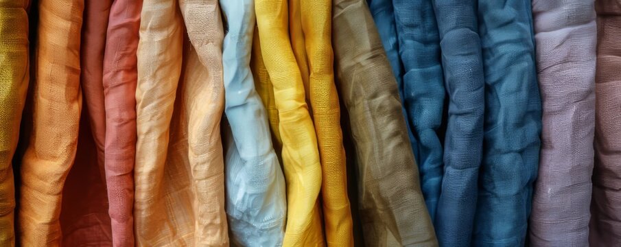 Textures of fabrics dyed with natural dyes