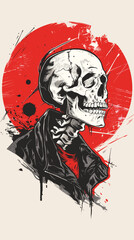 Abstract vector illustration of a skull for printing on a T-shirt.