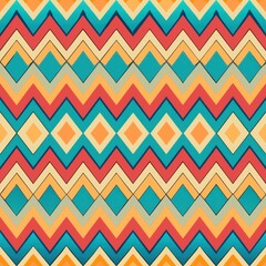 Seamless pattern of abstract halftone zigzags and chevrons, creating a sense of energy and movement in your gift wrap design, Generative AI