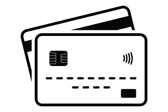 credit card icon. atm card, debit card symbol. simple bank card picture. vector sign on transparent background.