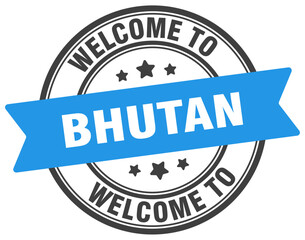 Fototapeta premium Welcome to Bhutan stamp. Bhutan round sign
