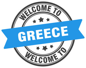 Obraz premium Welcome to Greece stamp. Greece round sign